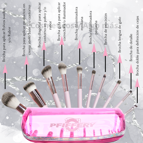 Set de10 brochas profesionales de maquillaje con e-3