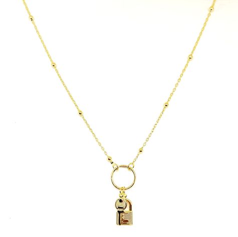 Collar Candado y Llave Enchapado Oro 18K-0