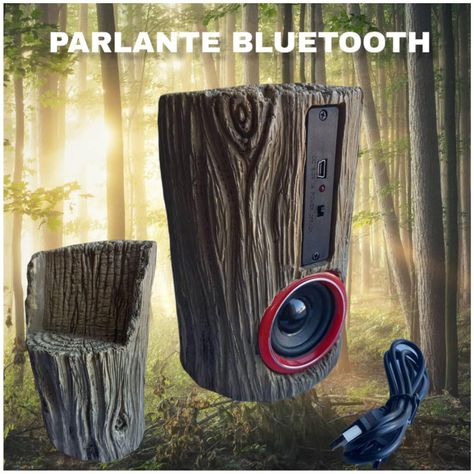 PARLANTE BLUETOOTH PORTA CEL DISEÑO TRONCO 16 X 9 CMS-2