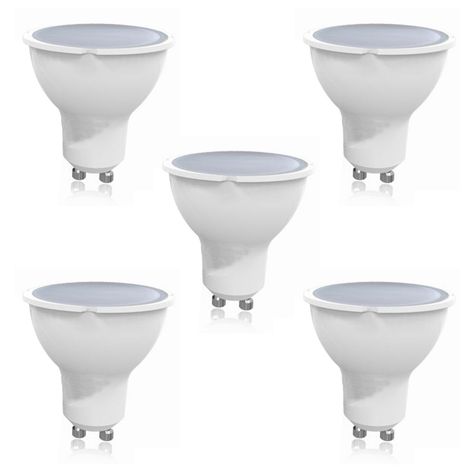 Pack 5 Ampolletas LED GU-10 7W Ángulo 100º Fría-0