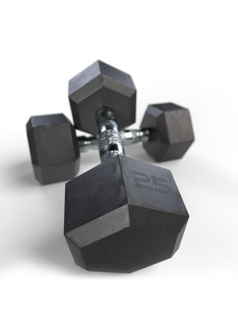 Mancuerna 25 Kg Hexagonal Recubierta en Caucho  -3