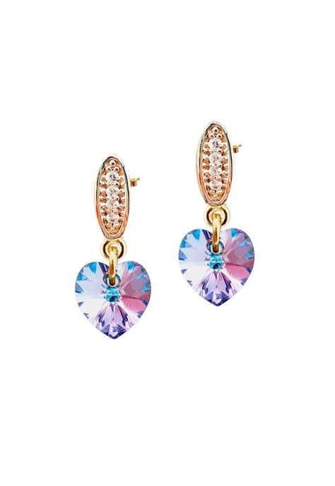 Aros Romance Gold Cristales Genuinos Vitral Light.-0