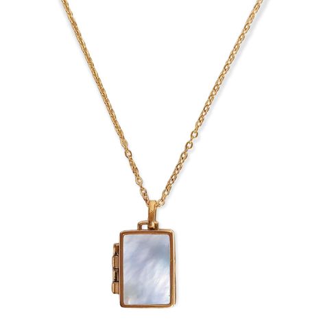 Colgante Relicario Rectangular Nacar Chapado oro-0