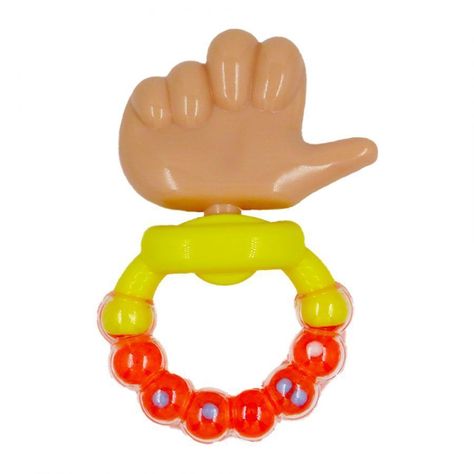 Mordedor Rasca Encias Cascabel En Forma De mano Para Bebes Naranja F-214-0