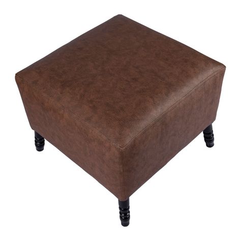 Pouf Alejandro Diseño Café Eco Cuero 54x54x44 cm Máxima Design-2