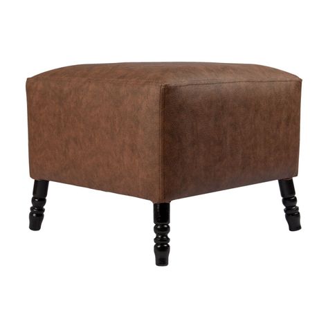 Pouf Alejandro Diseño Café Eco Cuero 54x54x44 cm Máxima Design-3