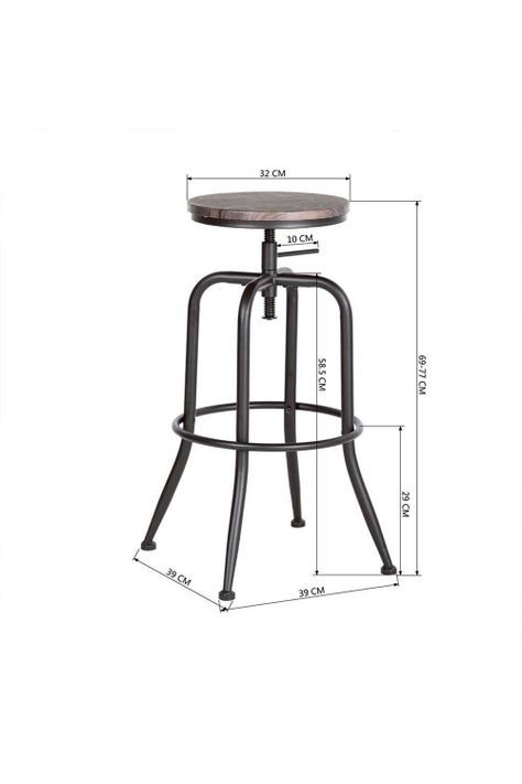 Pack 2 Piso de Bar Taburete Altura Ajustable Café Oscuro-1