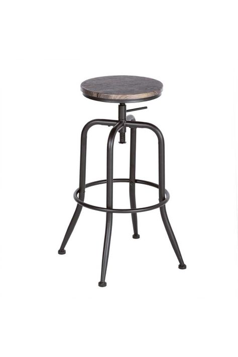 Pack 2 Piso de Bar Taburete Altura Ajustable Café Oscuro-3