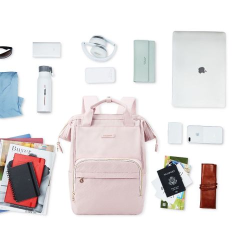 Bagsmart Mochila de viaje notebook 15.6" Rosado-4