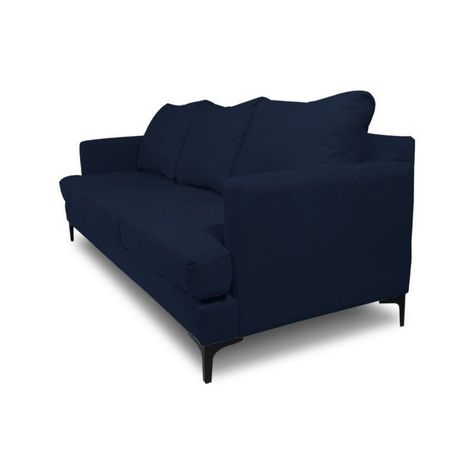 Sofá Aldara Chenille Tipo Lino Azul 3 Cuerpos-1