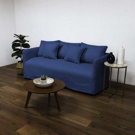 Sofá Dua Chenille Azul 3C-1