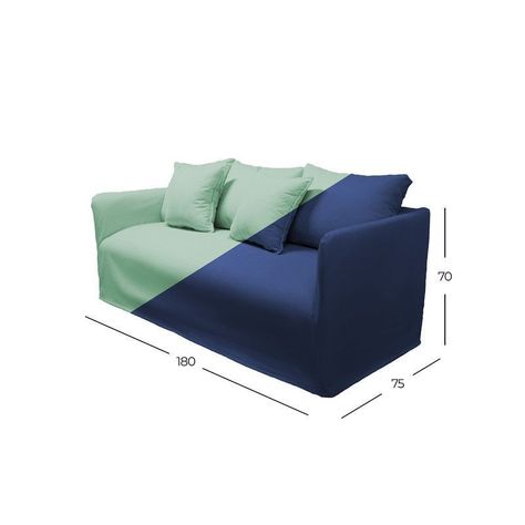 Sofá Dua Chenille Azul 3C-3