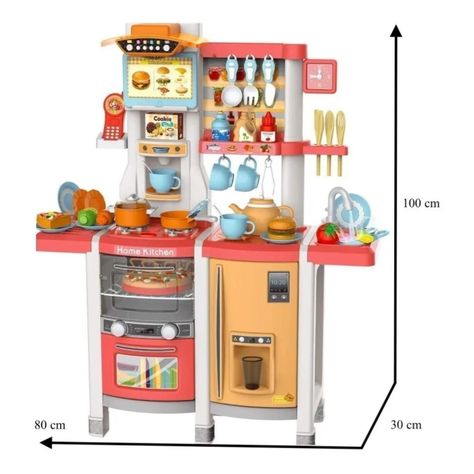 Juguete Set Cocina 65 Piezas Luz Sonido Rosado Infantil 100Cm-1