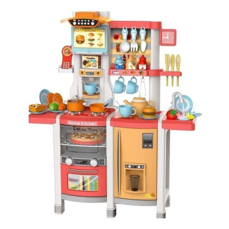 Juguete Set Cocina 65 Piezas Luz Sonido Rosado Infantil 100Cm-0
