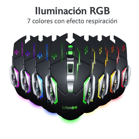 Set Gamer Teclado Iluminado Mouse Inalambrico Usb Recargable Naranjo-5