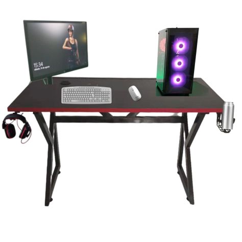 Escritorio Gamer K ROJO LUZ LED 130 CM patas de fierro  -0