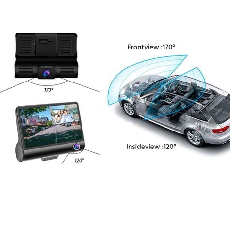 Cámara de Auto 3 en 1, Frontal Trasera y Tablero 1080 Pdi-2