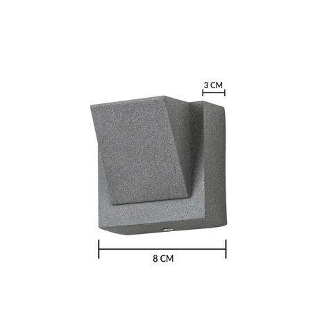 Apliqué LED Decorativo Exterior Para Pared 3W Gris-2