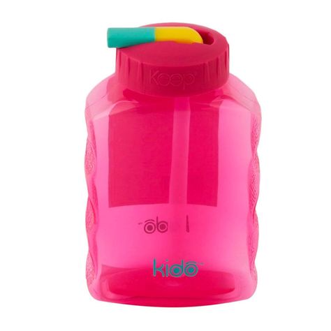 Botella con Bombilla Flexible 250 ml Rosado/Amarillo - KIDO-0