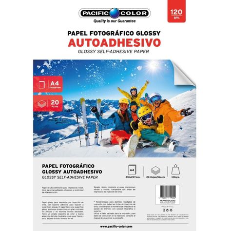 20 Hojas de Papel Fotografico Glossy Autoadhesivo A4-0