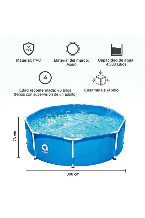 Piscina Estructural 4383 Litros 76x300 cm Celeste-2