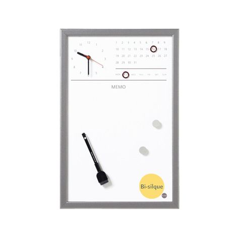 Pizarra Magnética Reloj 45x30 Marco Gris-0