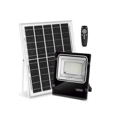 Foco Proyector LED Solar Con Sensor 100W Luz Fría-1