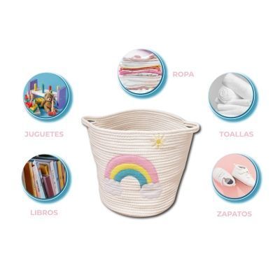 Cesta de Almacenamiento Infantil Arcoíris-1