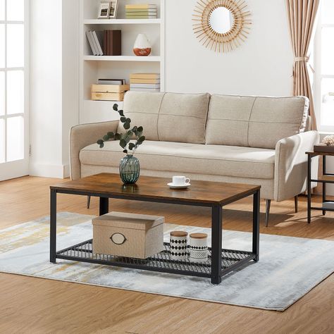 Mesa de centro rectangular estilo Industrial-1