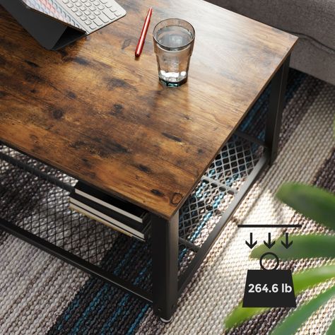 Mesa de centro rectangular estilo Industrial-4