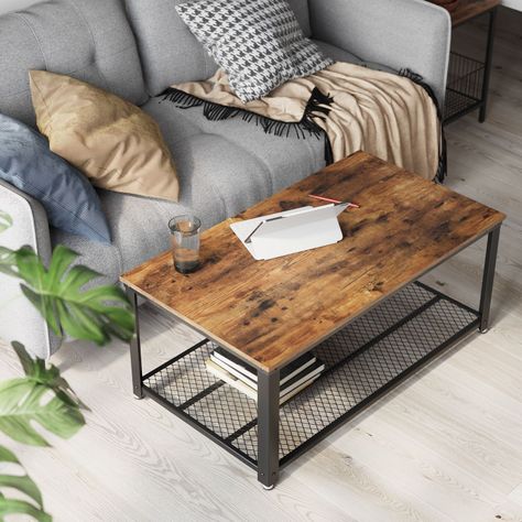 Mesa de centro rectangular estilo Industrial-2