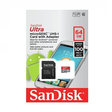 Tarjeta Memoria 64gb Sandisk Micro Sd Clase 10-1