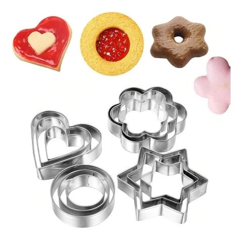 Pack 12 Moldes Corta Galletas Masas Repostería Corazon Poker-0