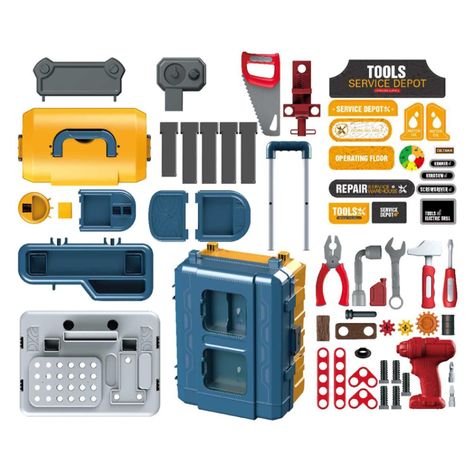 Juguete Set Maleta Herramientas 46 Piezas 3 En 1 Azul Infantil-1