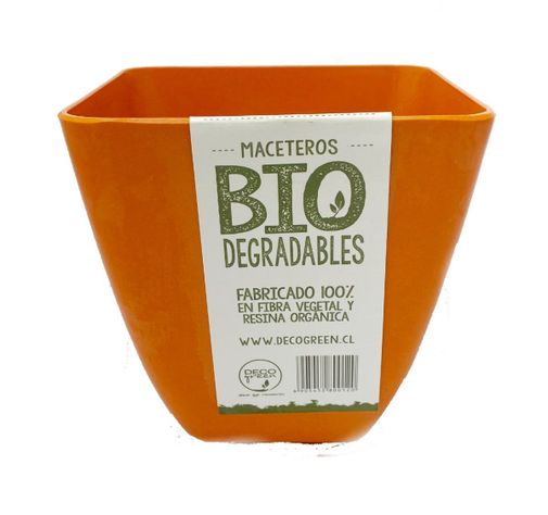 SET 2 MACETAS BIO CUADRADO NARANJO 13,3X12,4-0