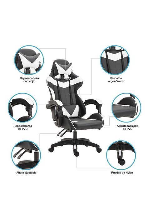 Silla Gamer Ultimate Racing Blanco-9