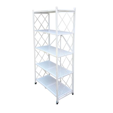 Estante  Plegable con Ruedas 5 niveles Blanco-0
