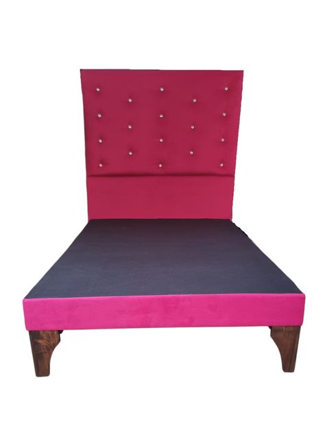 Base Cama Europea 1.5 plazas + Respaldo a Piso Fucsia Felpa Diamante-0