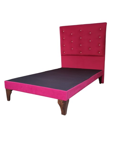 Base Cama Europea 1.5 plazas + Respaldo a Piso Fucsia Felpa Diamante-2