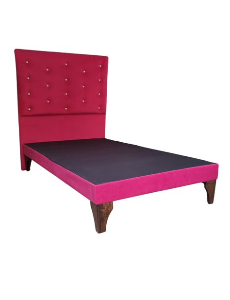 Base Cama Europea 1.5 plazas + Respaldo a Piso Fucsia Felpa Diamante-1