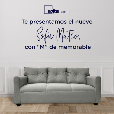Sofá Mateo Chenille Gris Pata Plastica 3C-1