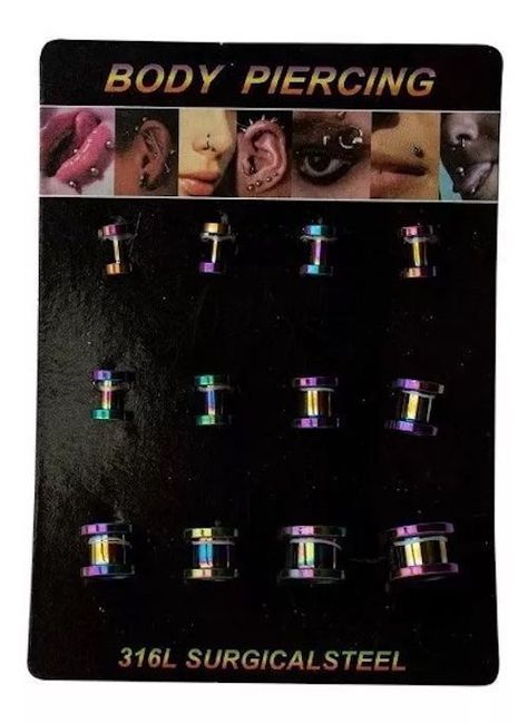 Display De Piercing Expansor Ch Acero Anodizado Raimbow 12 P-0