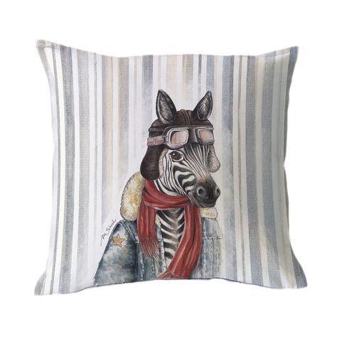 FUNDA COJÍN ALGODÓN CEBRA AVIADORA 45X45-0