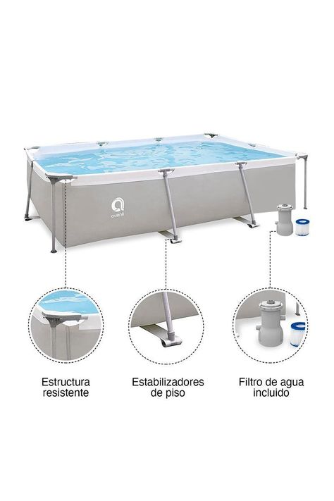Piscina con Filtro 3701 Litros 65x207x300 cm Gris-3
