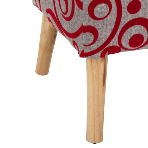 Pouf Alemania Gris Rojo Flocky 42x42x43 cm Máxima Design-4