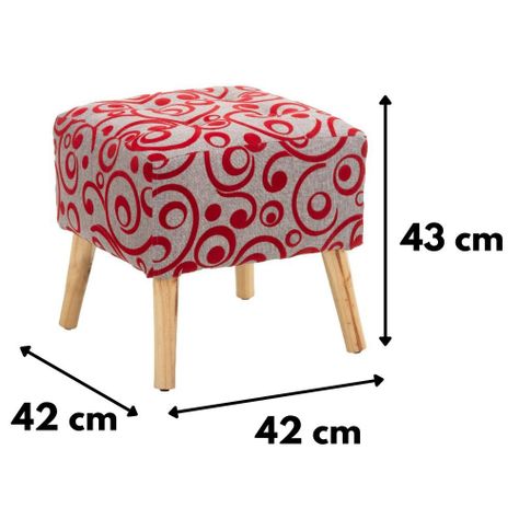 Pouf Alemania Gris Rojo Flocky 42x42x43 cm Máxima Design-2