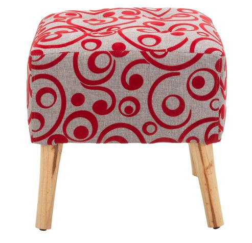 Pouf Alemania Gris Rojo Flocky 42x42x43 cm Máxima Design-0