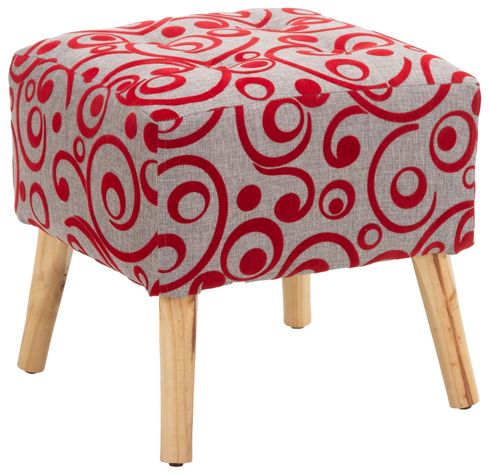 Pouf Alemania Gris Rojo Flocky 42x42x43 cm Máxima Design-1