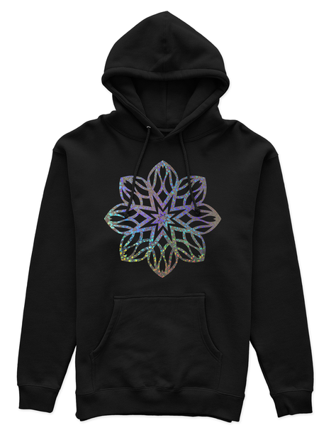 Polerón Canguro Unisex Negro - Mandala (2) holográfico efecto circulo-0