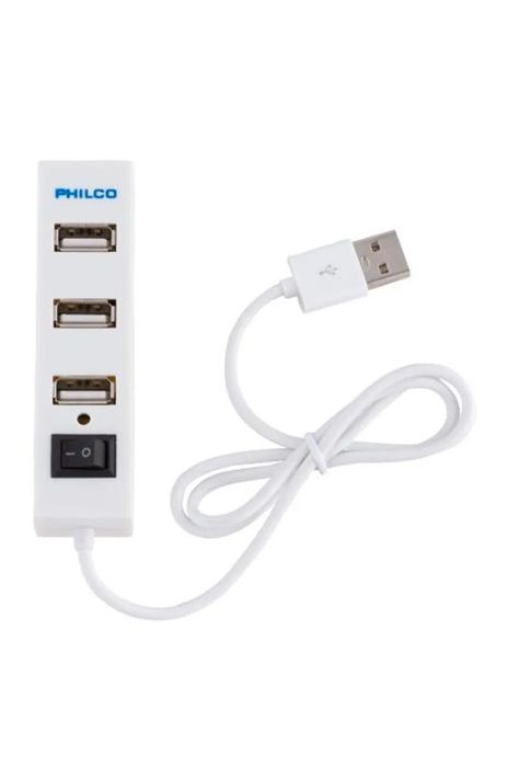 Hub Usb 4 Puertos 2.0 Cable De 55 Cms Negro Philco Hi Speed-4
